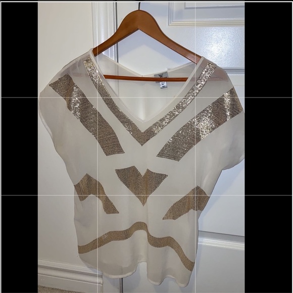 Worthington Tops - Worthington white gold sequins women blouse